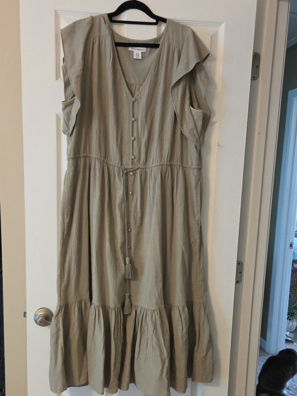 Lucky Brand Light Sage Midi Dress - Sleeveless Button Front